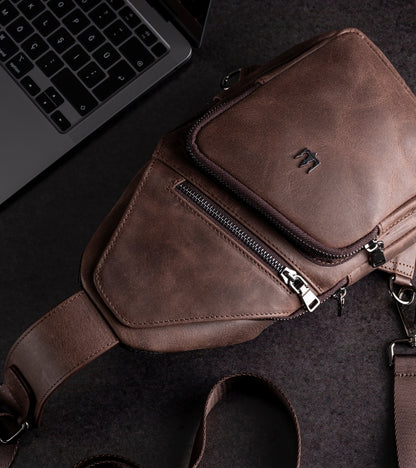 Leather Dual Zip Backpack